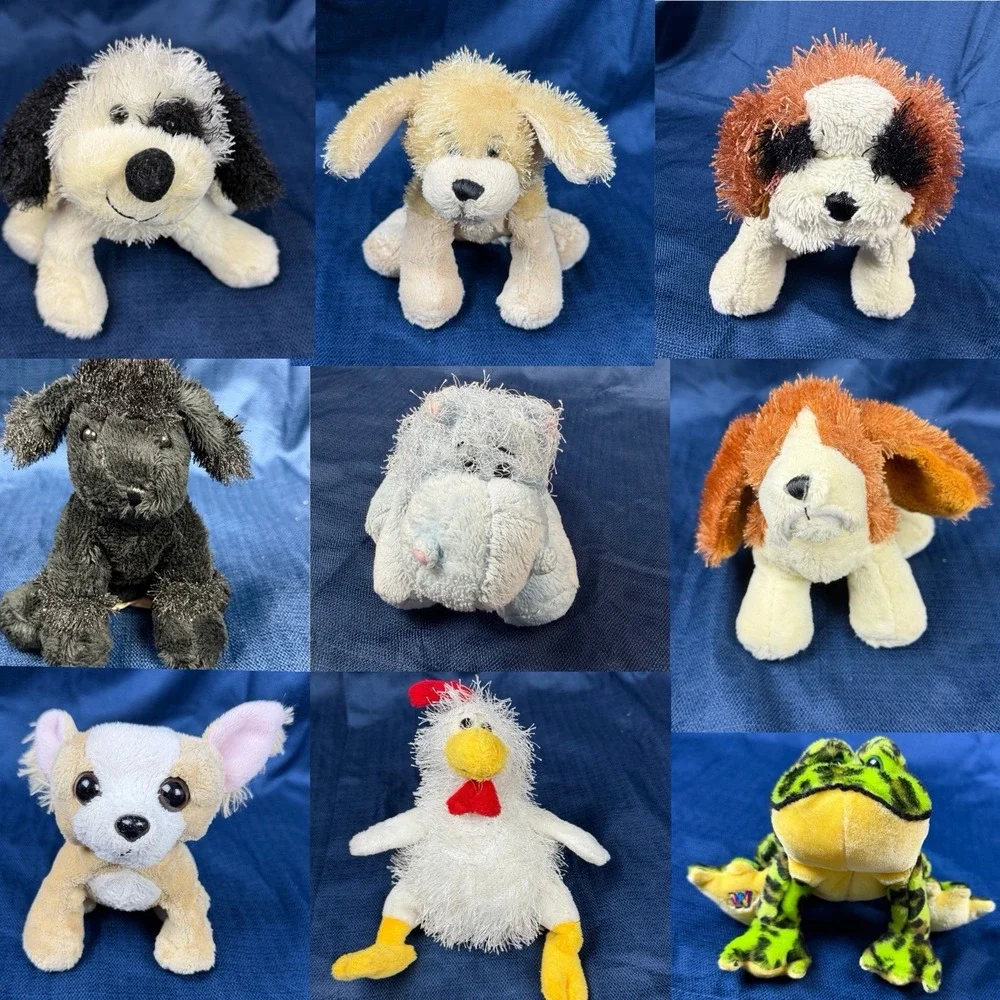 Lot of 9 GANZ Webkinz Lil' Kinz Plush No Codes Dogs Hippo Frog And Chicken